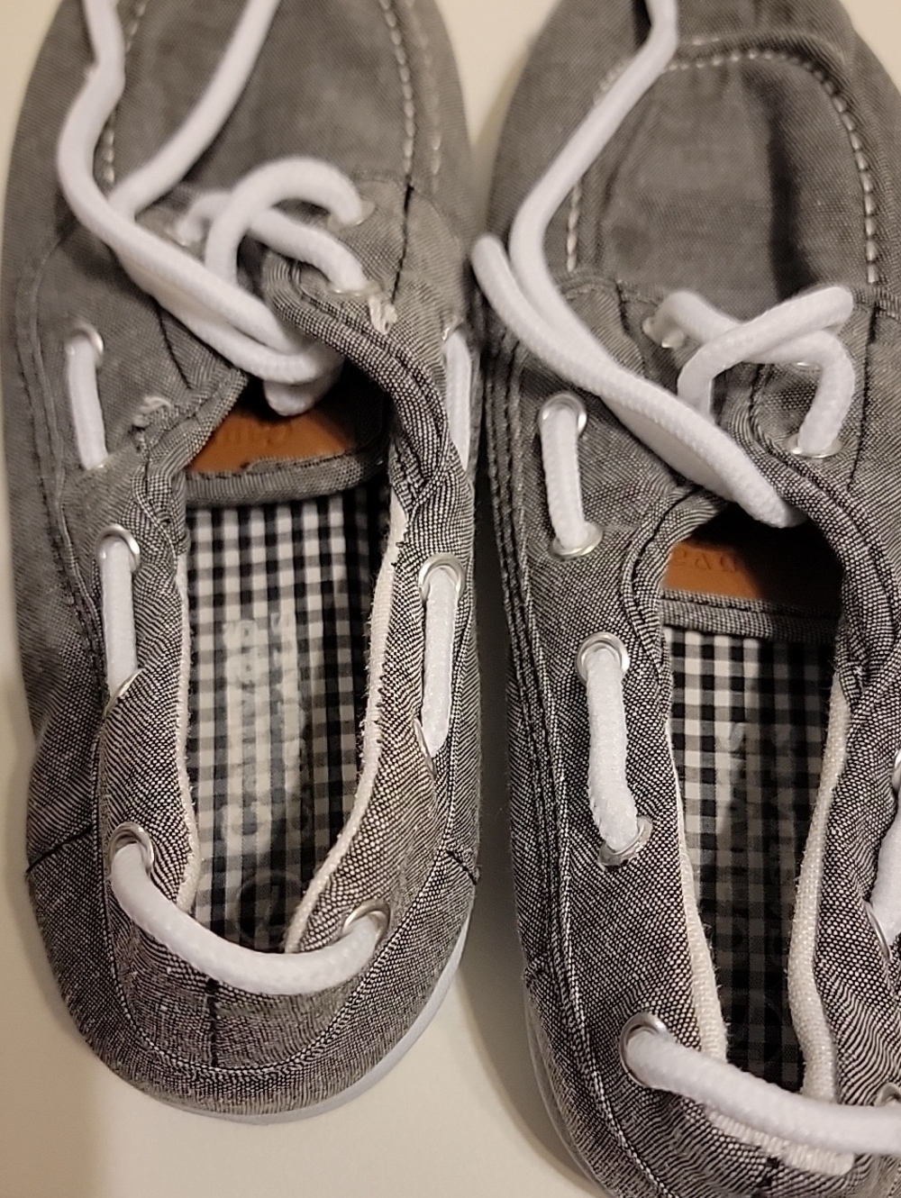 Kids Gray Canvas Lace-Up Boat Shoes